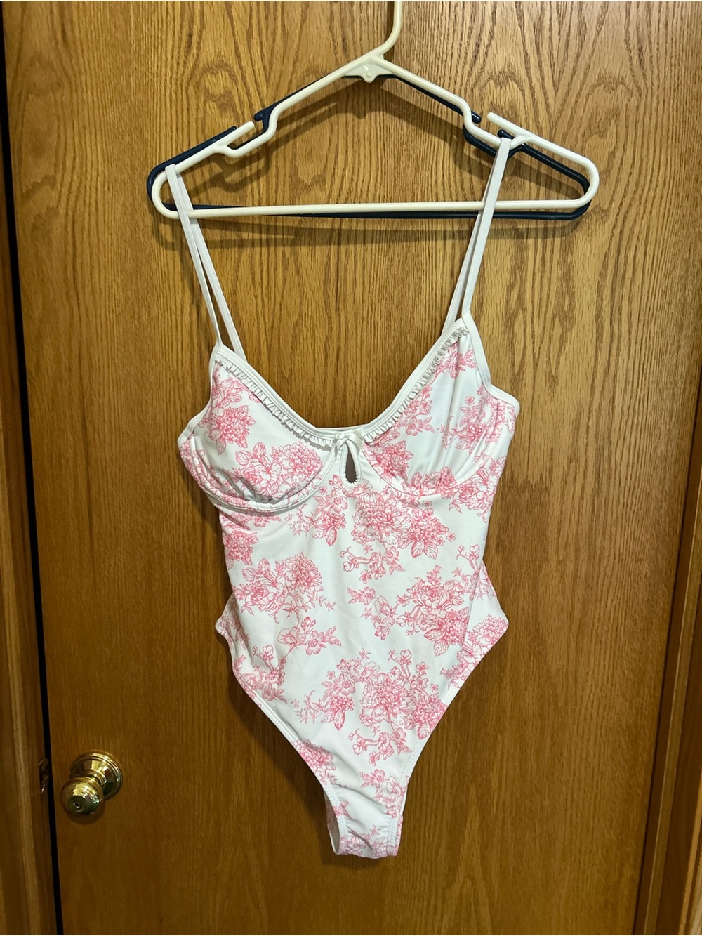 No Boundaries White and Pink Floral One-Piece Swimsuit